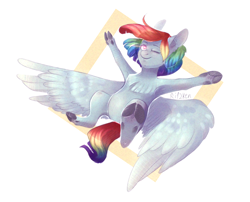 Size: 1992x1608 | Tagged: safe, artist:ri12ktn, rainbow dash, pegasus, pony, g4, armpits, female, mare, simple background, solo, spread wings, white background, wings