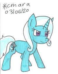 Size: 667x844 | Tagged: safe, artist:cmara, trixie, pony, unicorn, g4, colored sketch, cute, determined, female, mare, simple background, sketch, solo, traditional art, white background