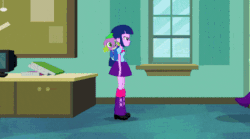 Size: 700x390 | Tagged: safe, screencap, rarity, spike, twilight sparkle, dog, equestria girls, g4, animated, disguise, green dress, measuring, measuring tape, spike the dog, subtitles, twilight sparkle (alicorn), twilight strong, wig