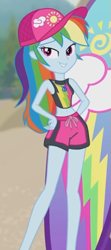 Size: 283x638 | Tagged: safe, screencap, rainbow dash, blue crushed, equestria girls, g4, my little pony equestria girls: better together, belly button, clothes, female, legs, surfboard, swimsuit