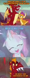Size: 500x1274 | Tagged: safe, edit, edited screencap, screencap, garble, ocellus, smolder, changedling, changeling, dragon, g4, sweet and smoky, uprooted, blushing, comic, crack shipping, cropped, cute, cuteling, diaocelles, dragoness, eyes closed, female, happy, male, matchmaker, meme, ocellus the shipper, open mouth, screencap comic, shipper on deck, shipping, smiling, teenaged dragon, the place where we belong