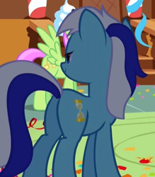 Size: 376x429 | Tagged: safe, screencap, merry may, minuette, pegasus, pony, unicorn, g4, griffon the brush off, butt, cropped, plot