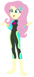 Size: 250x562 | Tagged: safe, artist:hubfanlover678, artist:selenaede, fluttershy, equestria girls, g4, barefoot, clothes, feet, female, fluttershy's wetsuit, solo, swimsuit, toes, wetsuit