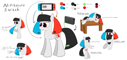 Size: 5664x2700 | Tagged: safe, artist:sheeppony, pony, dialogue, holding a pony, nintendo switch, ponified, text