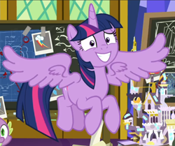 Size: 782x653 | Tagged: safe, screencap, twilight sparkle, alicorn, pony, g4, sparkle's seven, cropped, female, flying, mare, smiling, solo, spread wings, twilight sparkle (alicorn), wings