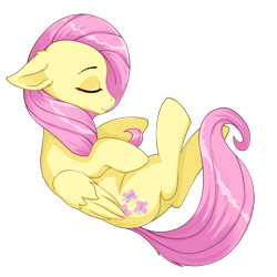 Size: 1600x1600 | Tagged: safe, artist:ravenirik, fluttershy, pegasus, pony, curled up, eyes closed, female, floppy ears, folded wings, lying down, mare, on side, simple background, sleeping, solo, transparent background, wings