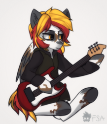 Size: 2000x2300 | Tagged: safe, artist:freak-side, oc, oc only, pegasus, pony, guitar, high res, musical instrument, solo