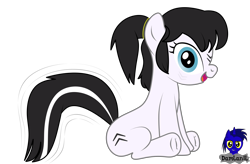 Size: 4608x3032 | Tagged: safe, artist:damlanil, oc, oc only, oc:marie skoville, earth pony, pony, commission, female, looking at you, ponytail, show accurate, simple background, sit, solo, transparent background, underhoof