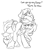 Size: 1685x1910 | Tagged: safe, artist:mulberrytarthorse, oc, oc only, oc:dawn patrol, oc:lily seed, pony, amputee, couple, dawn patrol, duo, female, lesbian, lily seed, mare, ponies riding ponies, riding, scar, unamused