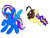 Size: 1024x768 | Tagged: safe, artist:itsnovastarblaze, artist:swivel starsong, part of a set, oc, oc only, oc:artsy scribble, oc:novastar blaze, angler fish, fish, pegasus, pony, collaboration, female, filly, flower, flower in hair, flying, foal, looking back, mare, mask, part of a series, pegasus oc, running, scared, shocked, shocked expression, simple background, spread wings, the angler fish prank, wings