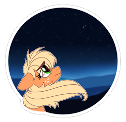 Size: 3000x2900 | Tagged: safe, artist:pink-pone, applejack, pony, g4, female, high res, loose hair, night, solo