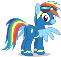 Size: 3000x2800 | Tagged: safe, rainbow dash, pegasus, pony, g4, butt, clothes, cute, dashabetes, female, goggles, high res, looking at you, looking back, looking back at you, mare, plot, rainbutt dash, scrunchy face, simple background, solo, spread wings, transparent background, uniform, vector, wingboner, wings, wonderbolts uniform