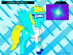 Size: 1959x1470 | Tagged: safe, oc, oc only, oc:hyperairtricity, pegasus, pony, clothes, glasses, hoodie, male, multiple form, solo, stallion, watermark