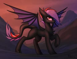 Size: 1600x1228 | Tagged: safe, artist:fenixdust, oc, oc only, oc:arkunus, dracony, dragon, hybrid, pony, frown, looking at you, male, raised hoof, solo, spread wings, wings