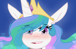 Size: 1024x662 | Tagged: safe, artist:sirena-flitter, princess celestia, alicorn, pony, g4, blushing, crying, female, solo, tears of joy