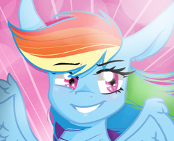 Size: 826x670 | Tagged: safe, artist:sirena-flitter, rainbow dash, pegasus, pony, g4, female, grin, smiling, solo