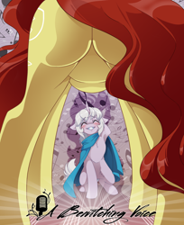 Size: 3058x3740 | Tagged: safe, artist:arctic-fox, oc, oc only, oc:merlow, oc:vibrata songbird, pony, unicorn, armpits, blushing, butt, clothes, commission, featureless crotch, female, for your eyes only, framed by legs, high res, male, mare, microphone, movie poster, music notes, plot, shadow, silhouette, stallion