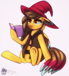 Size: 2310x2520 | Tagged: safe, artist:freak-side, oc, pegasus, pony, book, hat, high res, witch hat