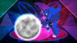 Size: 3840x2160 | Tagged: safe, artist:kysss90, artist:laszlvfx, edit, princess luna, alicorn, pony, g4, female, high res, mare, moon, solo, tangible heavenly object, wallpaper, wallpaper edit