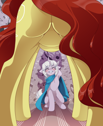 Size: 3058x3740 | Tagged: safe, alternate version, artist:arctic-fox, oc, oc only, oc:merlow, oc:vibrata songbird, pony, unicorn, armpits, blushing, butt, clothes, commission, female, framed by legs, high res, male, mare, music notes, plot, silhouette, stallion