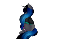Size: 1280x854 | Tagged: safe, artist:snowflakecrystalyt, oc, oc only, oc:tough cookie (ice1517), pony, unicorn, clothes, commission, covering eyes, female, hoodie, mare, missing cutie mark, simple background, sitting, solo, transparent background, wristband