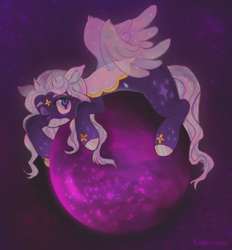 Size: 1024x1103 | Tagged: safe, artist:kotletova97, oc, oc only, pony, horns, space, tangible heavenly object