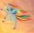 Size: 4096x4032 | Tagged: safe, artist:nyota71, rainbow dash, pegasus, pony, g4, absurd resolution, chest fluff, cloud, colored hooves, colored wings, commission, eyes closed, female, floppy ears, flying, g5 concept leaks, mare, multicolored wings, rainbow dash (g5 concept leak), rainbow wings, smiling, solo, spread wings, sunset, wings