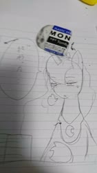 Size: 1152x2048 | Tagged: safe, artist:omegapony16, princess luna, alicorn, pony, g4, eraser, female, hoof shoes, irl, lineart, lined paper, peytral, photo, solo, traditional art