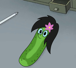Size: 2000x1800 | Tagged: safe, artist:b-cacto, edit, edited screencap, screencap, oc, oc only, oc:prickly pears, cropped, flower, flower in hair, food, glasses, mole, pickle, pickle rick, rick and morty, rule 63