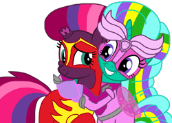 Size: 1440x1038 | Tagged: safe, artist:徐詩珮, fizzlepop berrytwist, glitter drops, tempest shadow, pony, unicorn, series:sprglitemplight diary, series:sprglitemplight life jacket days, series:springshadowdrops diary, series:springshadowdrops life jacket days, g4, alternate universe, artificial wings, augmented, base used, broken horn, clothes, female, horn, lesbian, magic, magic wings, marshall (paw patrol), mighty pups, paw patrol, rainbow power, rainbow power-ified, ship:glittershadow, shipping, simple background, skye (paw patrol), transparent background, wings