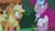 Size: 1920x1080 | Tagged: safe, screencap, applejack, pinkie pie, earth pony, pony, g4, season 9, the summer sun setback, applejack's hat, bush, canterlot, cowboy hat, doctor, duo, eyelashes, faic, female, food, grin, hat, night, pie, pinkie being pinkie, raised hoof, smiling, wide eyes