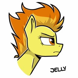 Size: 1280x1280 | Tagged: safe, artist:jellysketch, spitfire, pegasus, pony, g4, angry, bust, female, mare, portrait, profile, simple background, solo, white background