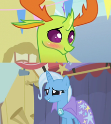 Size: 1280x1436 | Tagged: safe, edit, edited screencap, screencap, thorax, trixie, changedling, changeling, boast busters, g4, triple threat, blushing, female, king thorax, male, shipping, shipping domino, straight, thoraxie