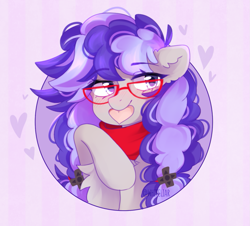 Size: 1117x1008 | Tagged: safe, artist:whiteliar, oc, oc only, oc:cinnabyte, g4, adorkable, cinnabetes, commission, cute, dork, female, glasses, heart, icon, mare, meganekko, your character here