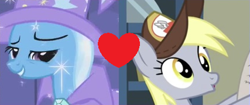 Size: 427x180 | Tagged: safe, edit, edited screencap, screencap, derpy hooves, trixie, boast busters, g4, the last problem, female, lesbian, shipping, shipping domino, tripy