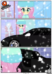 Size: 1280x1811 | Tagged: safe, artist:theminus, fluttershy, human, comic:fluttershy the dark secret, equestria girls, g4, car, clothes, female, filly, filly fluttershy, implied rape, snow, solo, stranger danger, toyota, toyota supra, younger