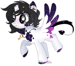 Size: 443x394 | Tagged: safe, artist:2pandita, oc, oc only, alicorn, pony, broken horn, female, horn, jewelry, key, mare, necklace, pixel art, simple background, solo, transparent background