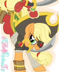 Size: 1024x1229 | Tagged: safe, artist:xxfluffypachirisuxx, applejack, pony, g4, my little pony: the movie, female, mouth hold, pirate applejack, simple background, solo, sword, transparent background, weapon