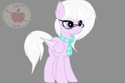 Size: 1024x683 | Tagged: safe, artist:applerougi, oc, oc only, pegasus, pony, female, glasses, gray background, mare, necktie, simple background, solo