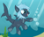 Size: 3000x2500 | Tagged: safe, artist:pizzamovies, oc, oc only, oc:mariana, original species, shark, shark pony, bubble, female, high res, quadrupedal, solo, swimming, underwater