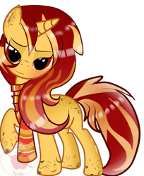 Size: 807x989 | Tagged: safe, artist:applerougi, oc, oc only, oc:spark, pony, unicorn, clothes, female, mare, scarf, simple background, solo, transparent background