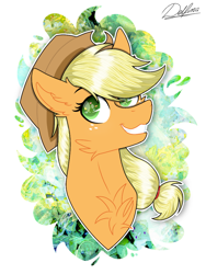 Size: 768x1024 | Tagged: safe, artist:delfinaluther, applejack, earth pony, pony, g4, apple, cute, food, jackabetes, smiling