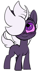 Size: 524x952 | Tagged: safe, artist:taaffeiite, derpibooru exclusive, oc, oc only, oc:cyberia starlight, earth pony, pony, blushing, colored sketch, female, hair over one eye, mare, simple background, sketch, smiling, solo, transparent background, younger