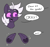 Size: 1524x1434 | Tagged: safe, artist:taaffeiite, derpibooru exclusive, oc, oc:cyberia starlight, earth pony, pony, bust, dialogue, female, gray background, heart, hoof heart, hooves, mare, offscreen character, show me the goods, simple background, sparkles, speech bubble