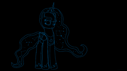 Size: 1920x1080 | Tagged: safe, artist:astralr, princess luna, alicorn, pony, g4, female, lineart, mare, monochrome, solo