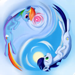 Size: 6000x6000 | Tagged: safe, artist:edgillock, rainbow dash, soarin', g4, backwards cutie mark, female, male, ship:soarindash, shipping, straight, yin-yang