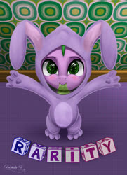 Size: 3250x4500 | Tagged: safe, artist:darksly, spike, g4, animal costume, bunny costume, clothes, costume, cute, implied shipping, implied sparity, implied straight, male, solo, spikabetes