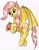 Size: 1625x2058 | Tagged: safe, artist:40kponyguy, derpibooru exclusive, fluttershy, bat pony, pony, g4, apple, bat ponified, cute, cute little fangs, fangs, female, flutterbat, flying, food, hoof hold, mare, race swap, solo, traditional art