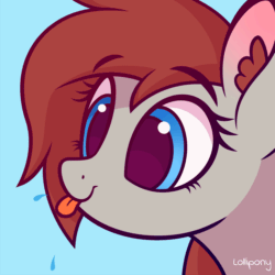 Size: 2000x2000 | Tagged: safe, artist:lollipony, part of a set, oc, oc only, oc:ponepony, earth pony, pony, g4, animated, commission, cute, ear fluff, female, high res, raspberry noise, silly, silly pony, tongue out, ych result