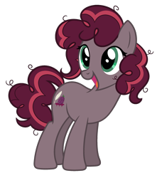 Size: 2100x2300 | Tagged: safe, artist:cherrycandi, oc, oc only, oc:mulberry pie, pony, alternate hairstyle, alternate universe, base used, curly hair, happy, high res, offspring, parent:cheese sandwich, parent:pinkie pie, parents:cheesepie, simple background, solo, transparent background